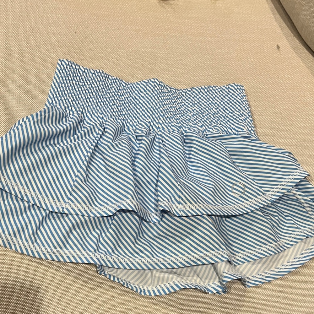 The Bubble Womens Skirt Ruffle Preppy Pickleball Golf Tennis blue/white stripe